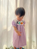 Boo Pumpkin Bat Purple Plaid Smocked Girls Halloween Dress