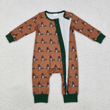 Wild Duck Green Brown Boys Fall Romper