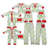 Trees Red Ruffles White Mommy & Me Girls Christmas Pajamas