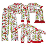 Cartoon Red White Mommy & Me Boys Christmas Pajamas