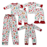 Gingerbread Tree Red Ruffles Mommy & Me Boys Christmas Pajamas