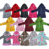 Plaid Ruffles Hot Pink Girls Hoodie Top