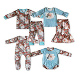 Promotional Santa Sky Blue Brown Boys Christmas Pajamas