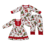 Reindeer Snowman Red Boys Christmas Pajamas