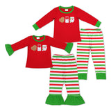 Cookie Milk Santa Red Green Stripe Boys Christmas Pajamas