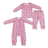 Xmas Lights Pink Girls Christmas Pajamas