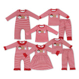 Santa Cookie Milk Red Stripe Girls Christmas Pajamas