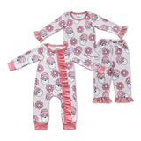 Santa Floral Pink Girls Christmas Pajamas