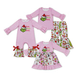 Stink Letters Pink Ruffles Girls Christmas Romper