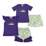 Crocodile Purple White Girls Mardi Gras Outfits