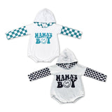 Mama's Boy Plaid White Hoodie Boys Fall Romper