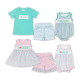 I Love Daddy Plaid Blue Boys Shorts Sets
