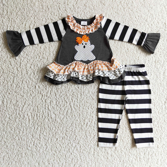 Ghost Black White Stripes Legging Girls Halloween Outfits