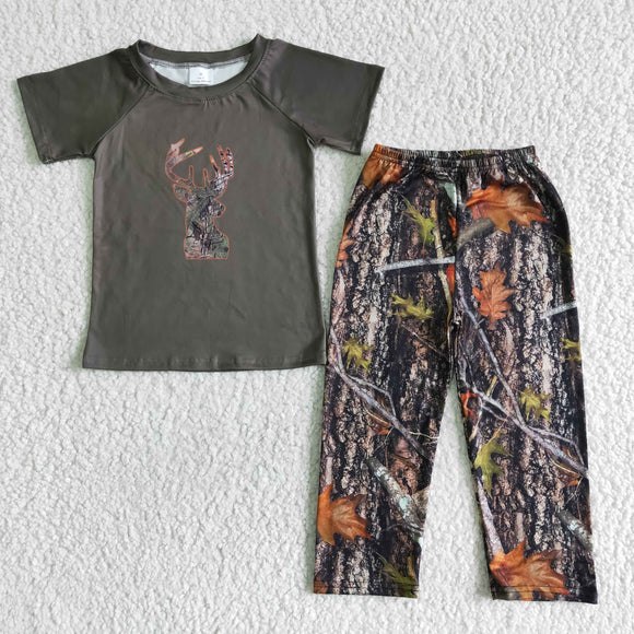 Jungle Hunting Deer Boys Short Sleeve+Trousers Sets