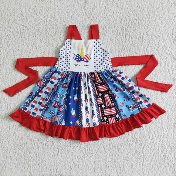 Promotional Unicorn Patchwork 4th of July Dress