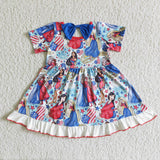 Promotional Princess Plaid Ruffle Girls 4th of July Dress