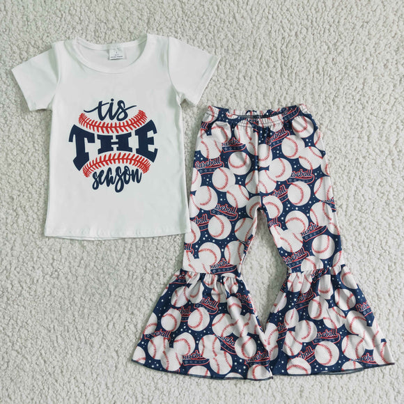 Promotional Tis the Season Baseball Girls Short Sleeve+Trousers Sets