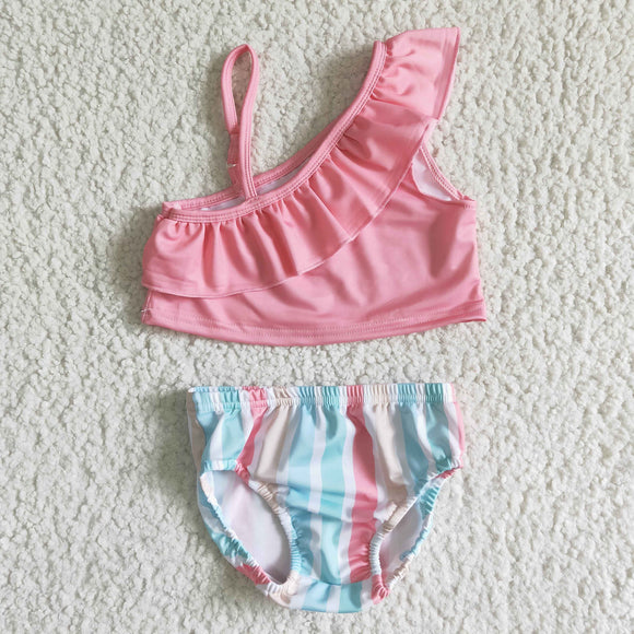 Pink Stripes Girls Swimsuit