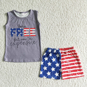 Promotional Born Free Gray Boys 4th of July Outfits