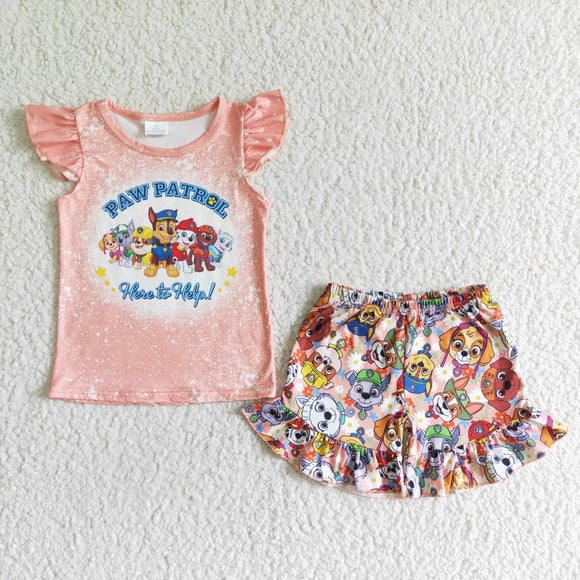 Promotional Cartoon Dogs Girls Shorts Sets