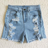 Adult Mommy & Me Distressed Jeans Shorts