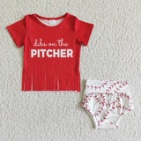 Promotional Baseball White Red Tassels Bummies Sets