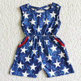 Promotional Blue Star Girls 4th of July Jumpsuit