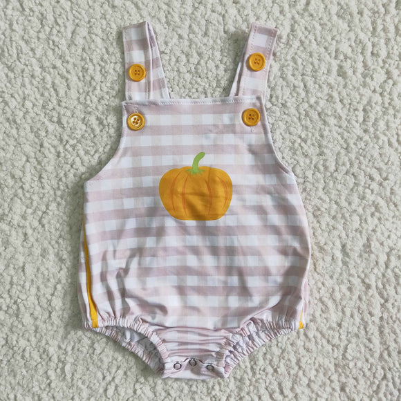 Promotional Pumpkin Pink Plaid Boys Summer Romper