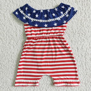 Promotional Red Stripe Girls 4th of July Jumpsuit