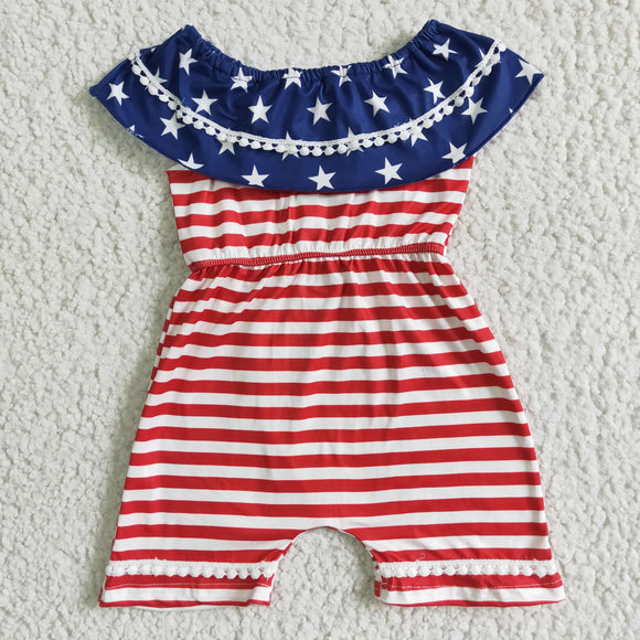 Promotional Red Stripe Girls 4th of July Jumpsuit