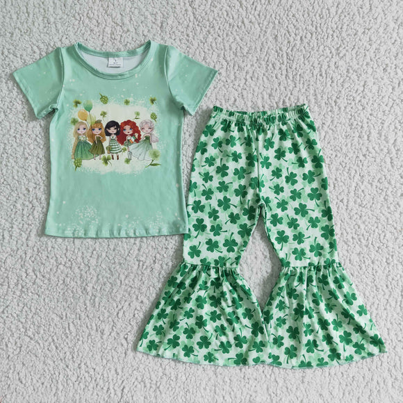 Promotional Cartoon Princss Green Clover Girls St. Patrick's Day Outfits