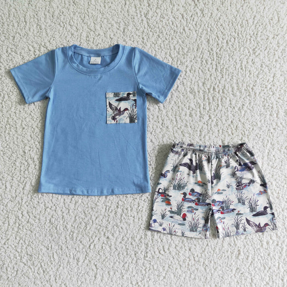 Wild Duck Pocket Blue Boys Shorts Sets