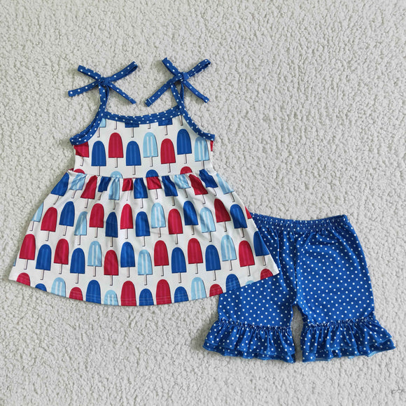 Popsicle Blue Girls 4th of July Outfits