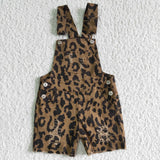 Kids Jean Suspender Cheetah Shorts