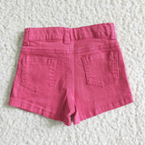 Hot Pink Distressed Jeans Denim Shorts