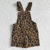 Kids Jean Suspender Cheetah Shorts