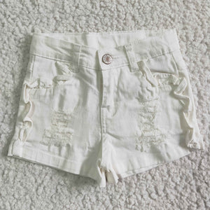 White Distressed Jeans Denim Shorts