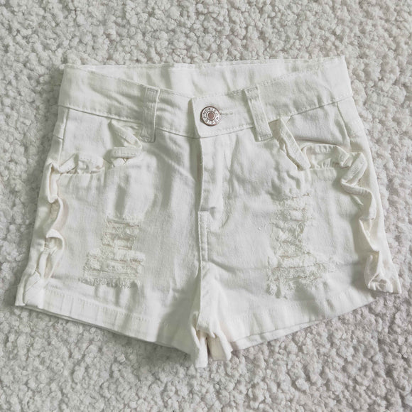 White Distressed Jeans Denim Shorts