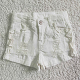 White Distressed Jeans Denim Shorts