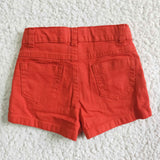 Red Distressed Jeans Denim Shorts