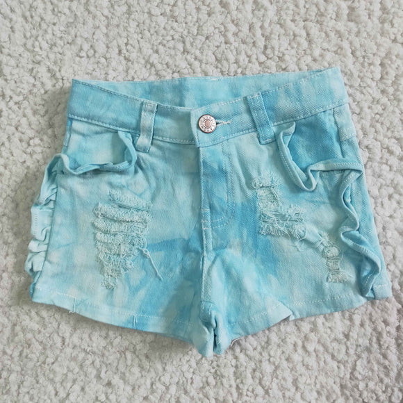 Sky Blue Distressed Jeans Denim Shorts