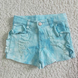 Sky Blue Distressed Jeans Denim Shorts