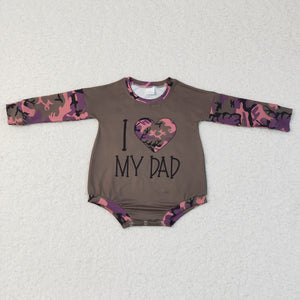 I Love My Dad Letters Jungle Camo Girls Fall Romper