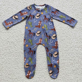 Horse Hats Boots Cowboy Blue Boys Fall Romper