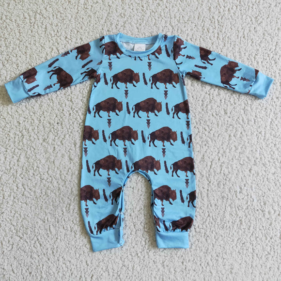 Bull Blue Baby Fall Romper