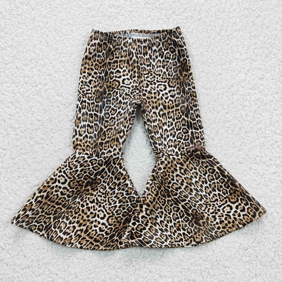 Leopard Print Leather Girls Pants