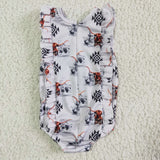 Aztec Highland Cow White Girls Swimsuits