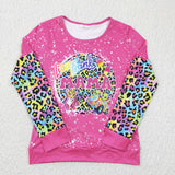 Adults Cartoon Tiger Leopard Print Hot Pink Mommy & Me Long Sleeve Top