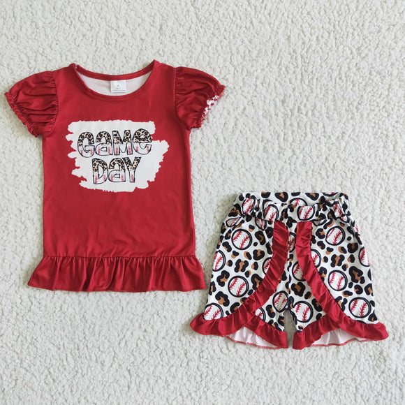 Promotional Game Day Baseball Girls Shorts Sets
