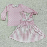 Santa Pink Shirt Suspenders Dress Christmas Outfits